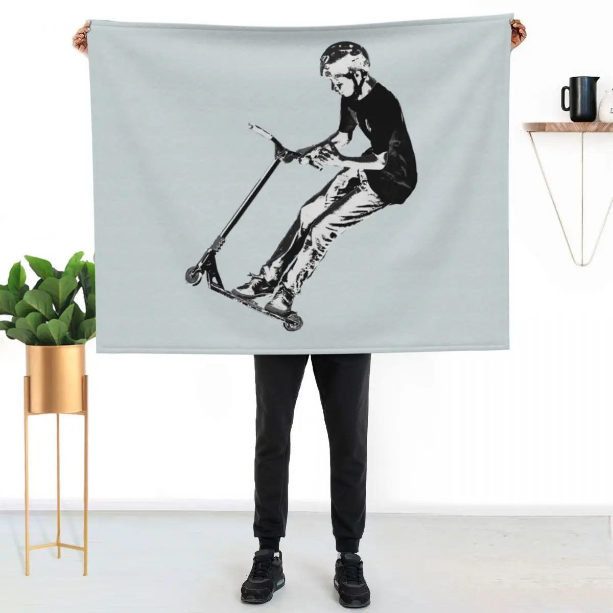 Mid-Air Turn - Stunt Scooter Move Throw Blanket Designers Thermal Heavy Soft Plush Plaid blankets ands Decoratives Blankets