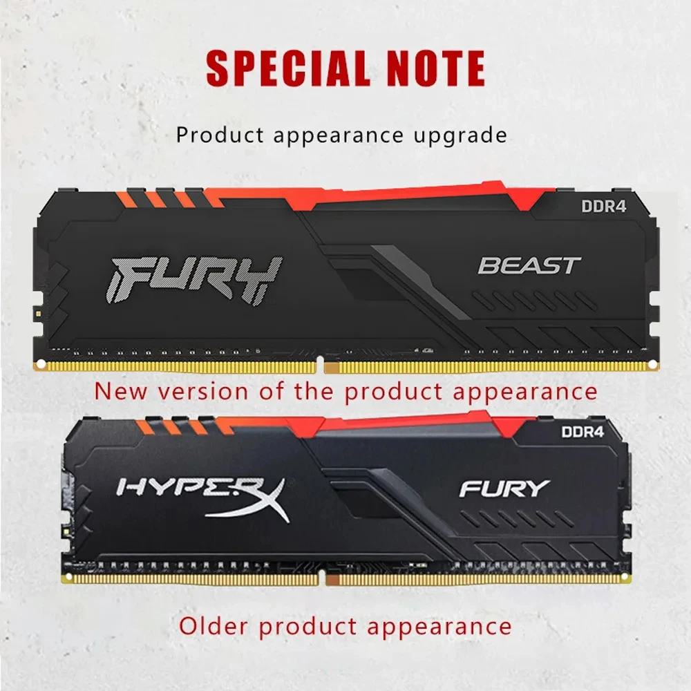 HyperX FURY-Memoria Ram RGB DDR4, 3200MHz, DIMM, XMP, 16GB, 32GB, 288 Pines, 1,2 V, para escritorio