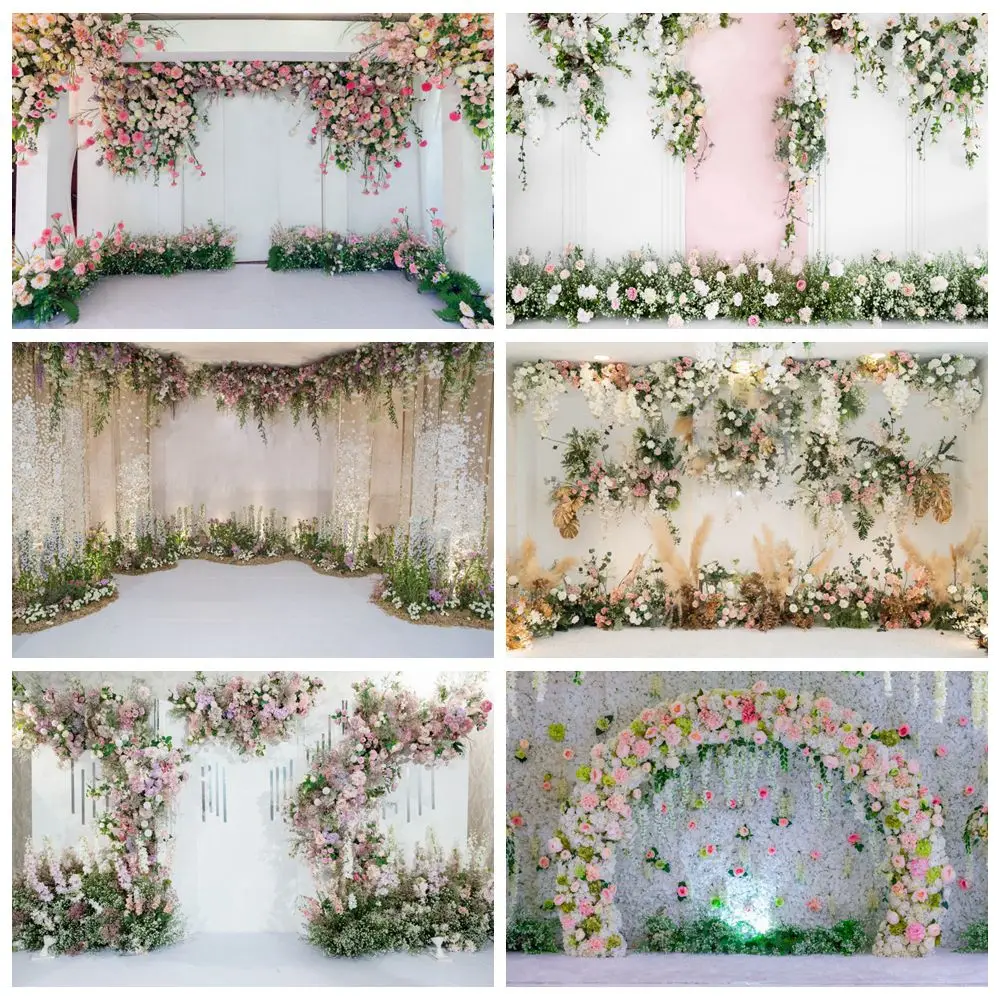 

Wedding Backdrop Flowers Curtain Interior Scene Bridal Shower Bride Portrait Photography Background Decor Photo Studio Props