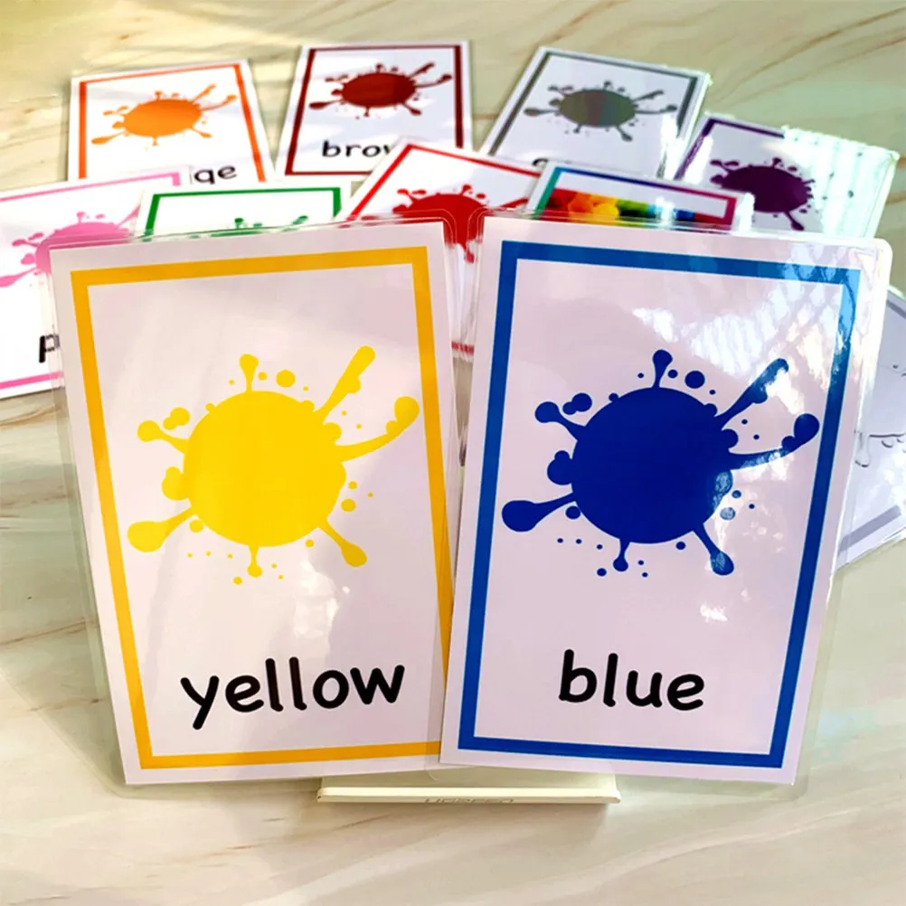 12 Sheets English Words Flash Cards Colorful Learning Cards for Kids Waterproof Alphabet Memory Game Literacy Fun Activity