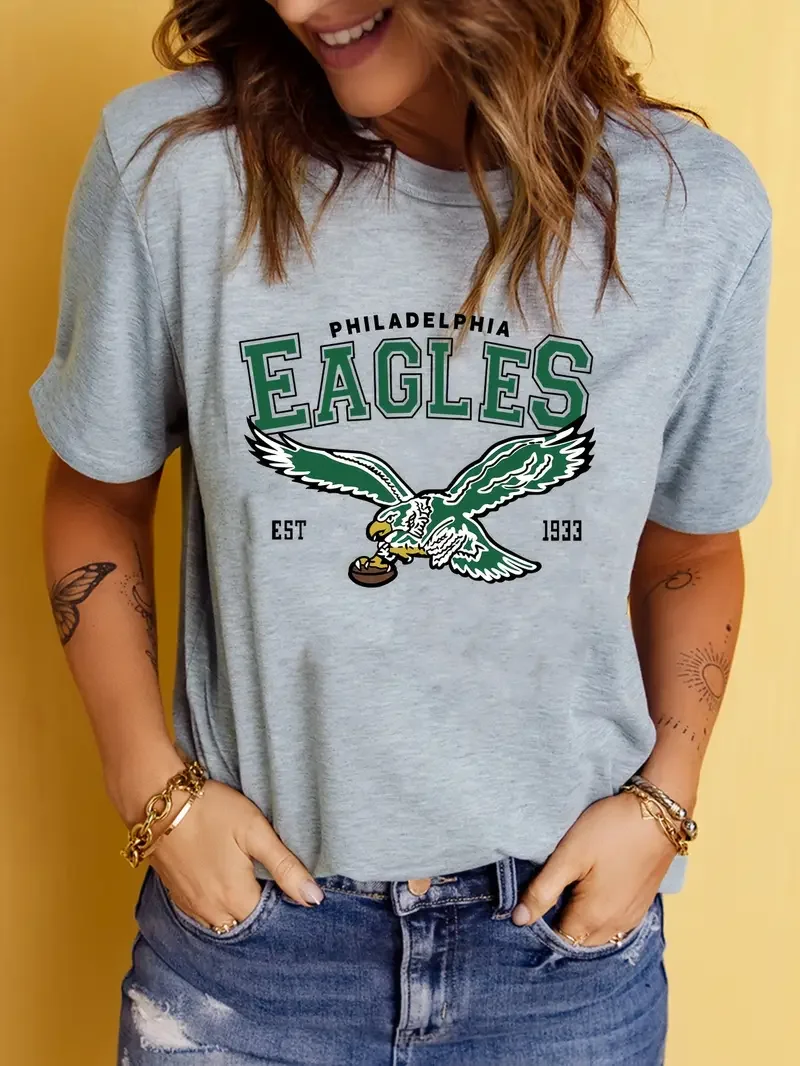 American Summer Women Cotton T Shirt Philadelphia City Short Sleeve Tee Shirt Free Shipping Eagles Rugby Clothes