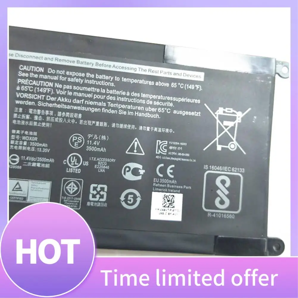 

B68A 11.4V 42Wh WDX0R Laptop Battery For Dell Inspiron 14 5368 5567 7560 5767 7472 7460 7368 7378 5565 Latitude 3488 3580