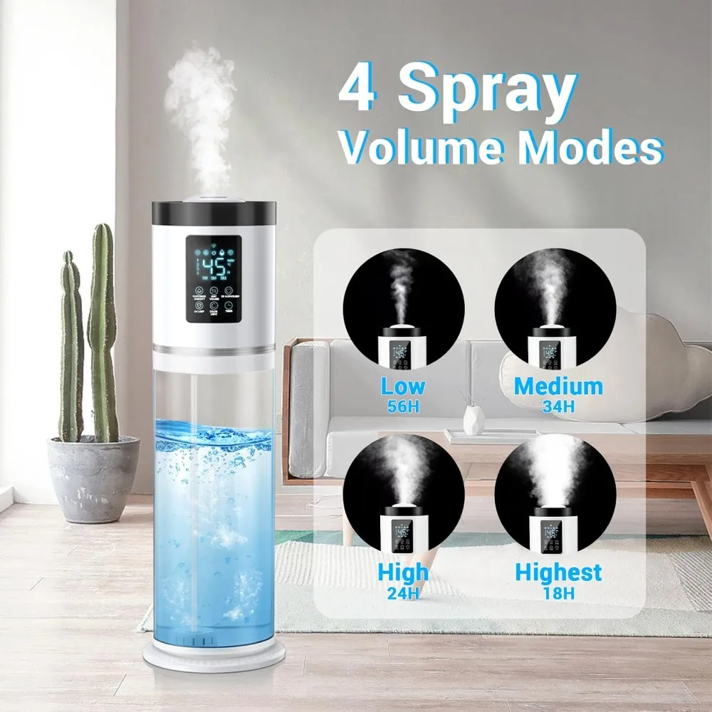 Humidifiers for Bedroom Large Room with Clear Tank, 7-Color Ambient Light,8L 2.1Gal 36dB Ultrasonic