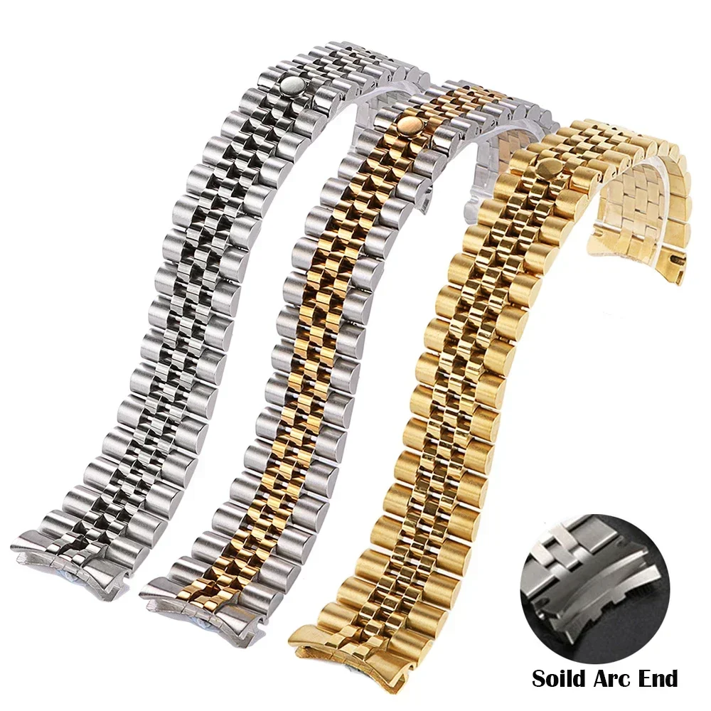 

Solid Arc Stainless Steel Watchband for Jubilee Bracelet 13mm 17mm 20mm 21mm for Rolex Luxury Watch Strap Men Women Wristbands