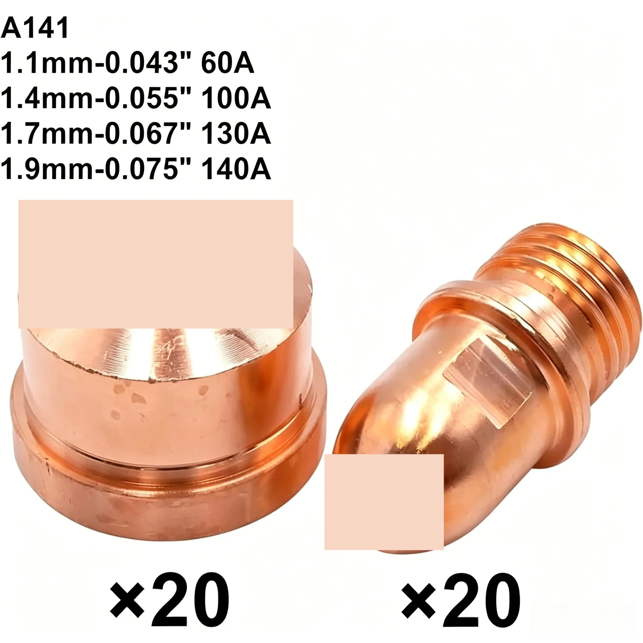20PCS PR0101 Plasma Electrode PD0101 Nozzle Tip 1.4mm 1.7mm 1.9mm Fit Trafimet A90 A101 A141 A151 Plasma Torch Consumables