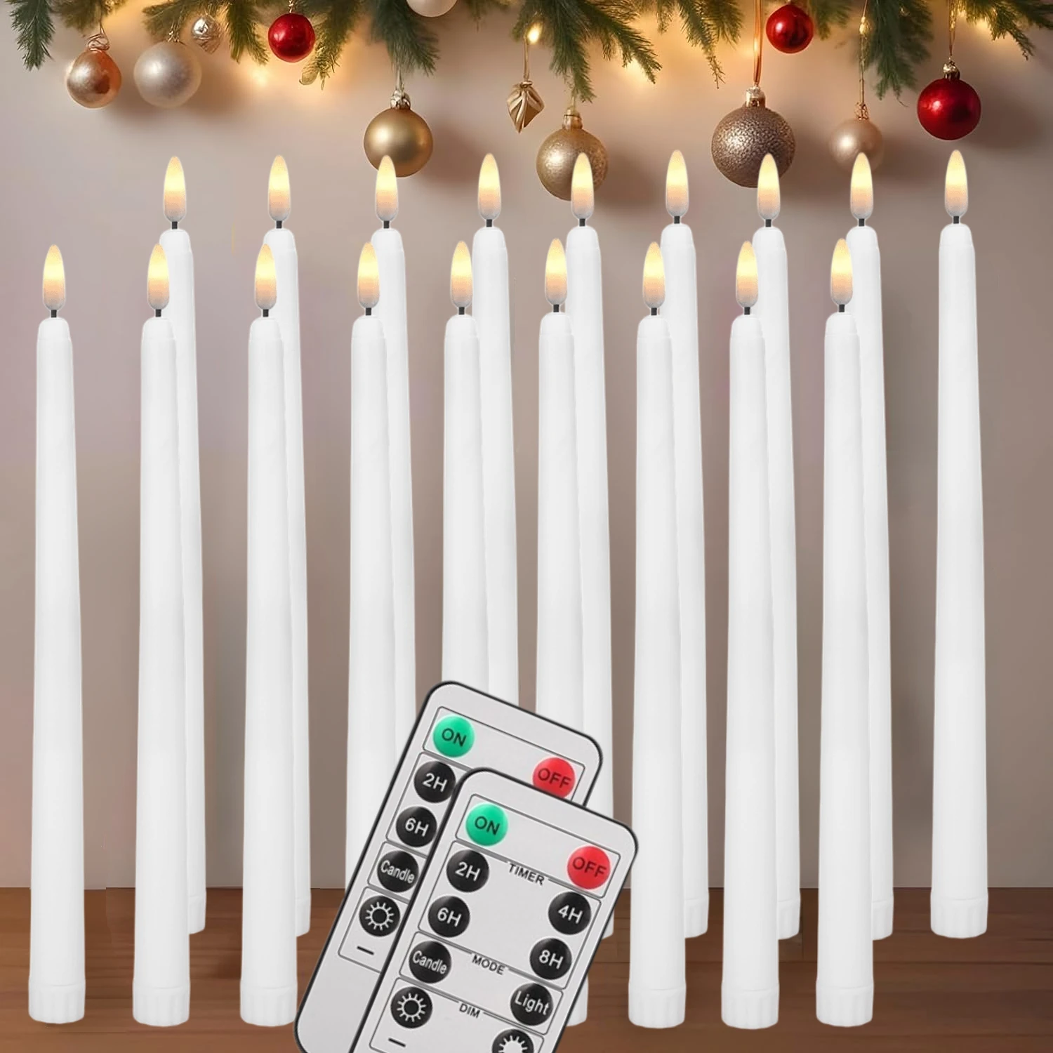 Vlamloze LED-conische kaarsen met afstandsbediening flikkerende elektronische kaars ivoor/witte theeverlichting voor Kerstmis Halloween Home Decor