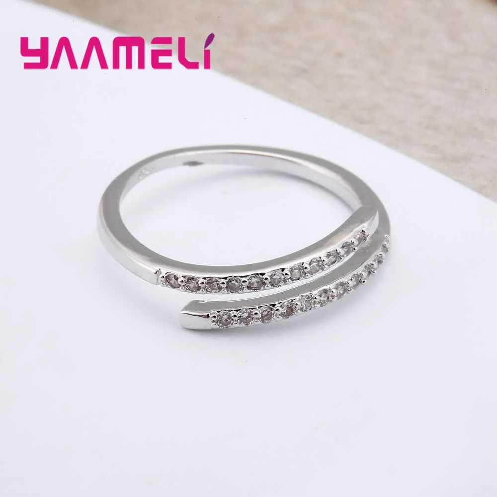 Women's 925 Sterling Silver Thin Ring with White Zircons
