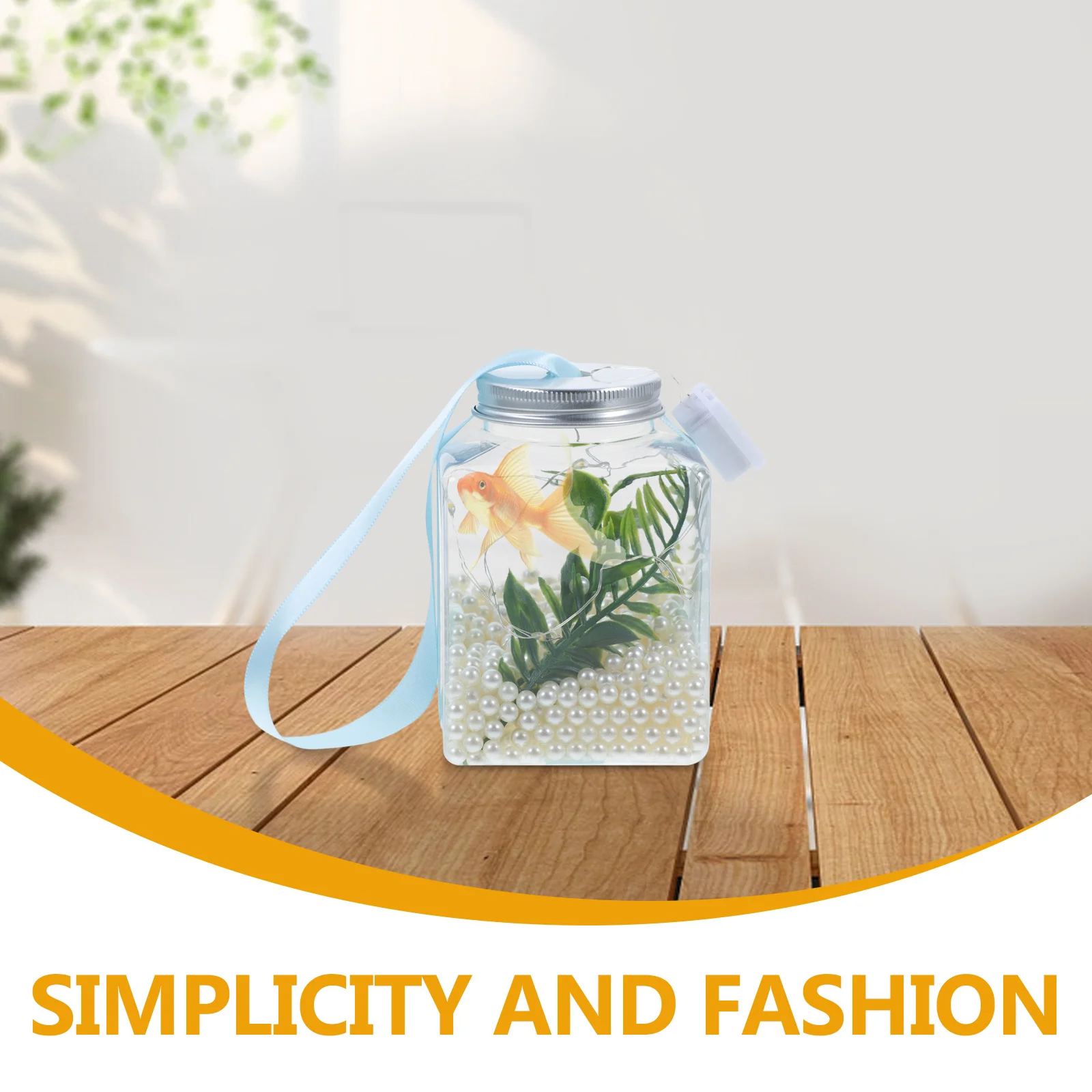 

1 Set Small Plastic Fish Tank With Led Light Diy Aquarium For Goldfish Desktop Decor Round Fish Bowl For Home Office, Portable