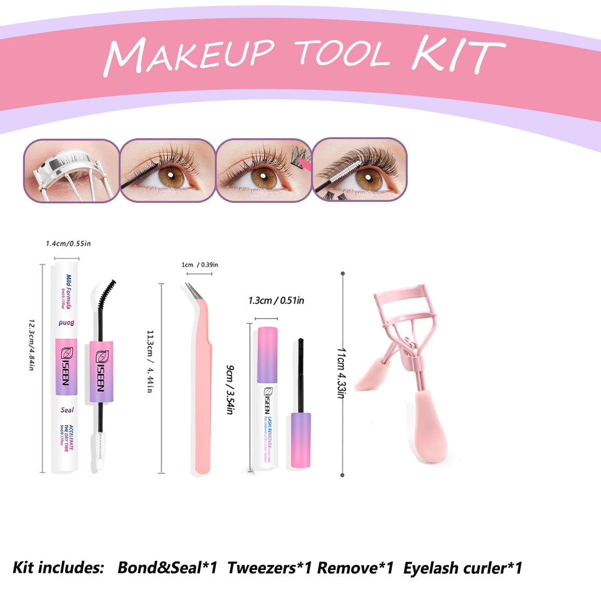 Lash Bond and Seal and Remover Kit Clusters Eyelash Glue Remover Strong Hold Fast Remove Eyelash Makeup Tool