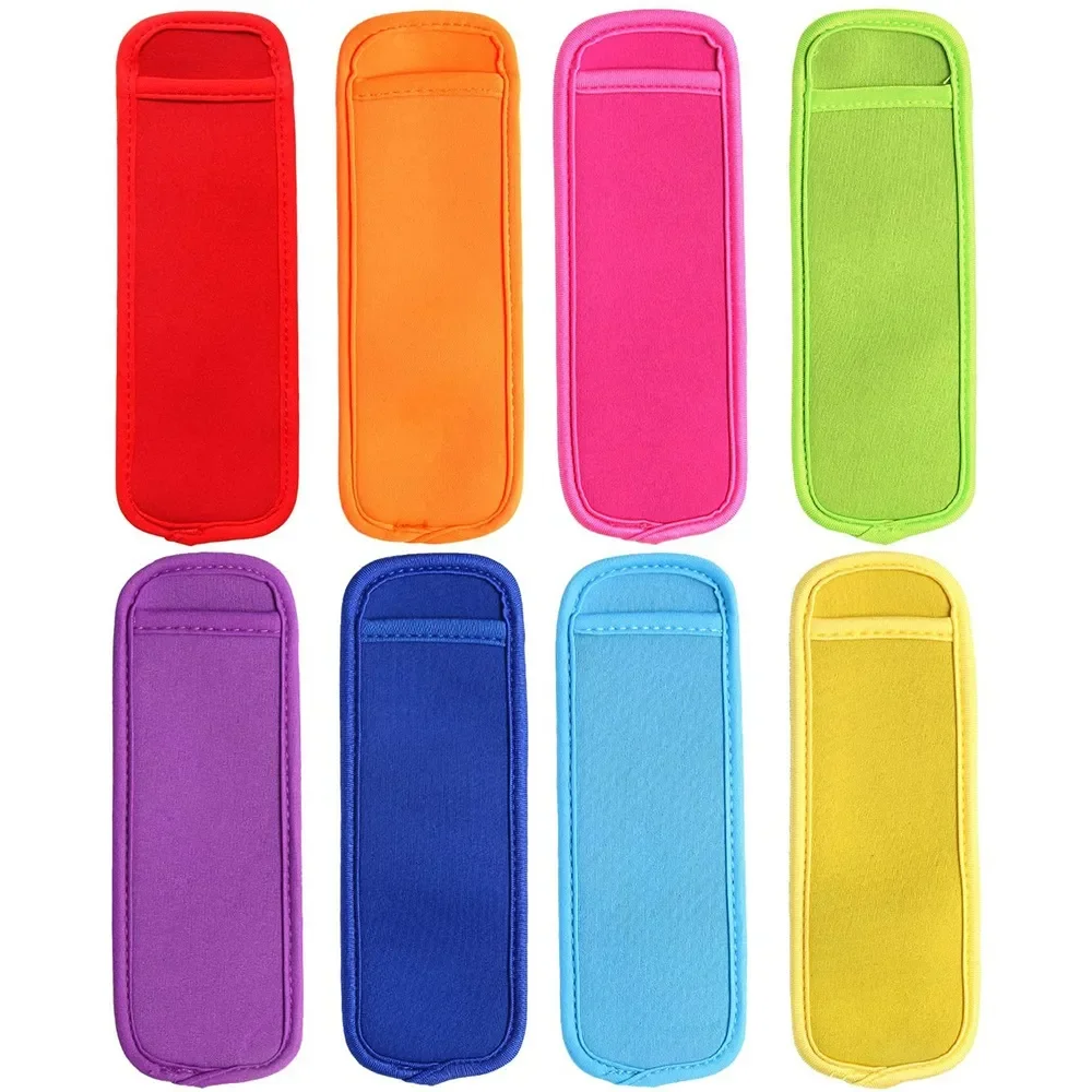 50Pcs Neoprene Popsicle Sleeves Reusable Freezer Icepop Holders Bags Summer Supply Antifreezing