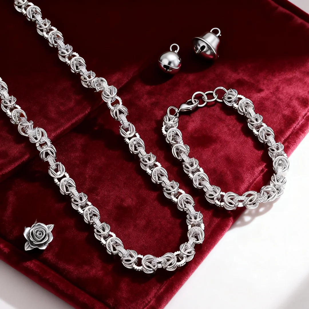 

Специальное предложение, стерлинговое серебро 925 пробы на заказ, 8 мм, круглые цепочки, ожерелье, браслет для мужчин, нишевый комплект ювелирных изделий, свадебные аксессуары, подарок