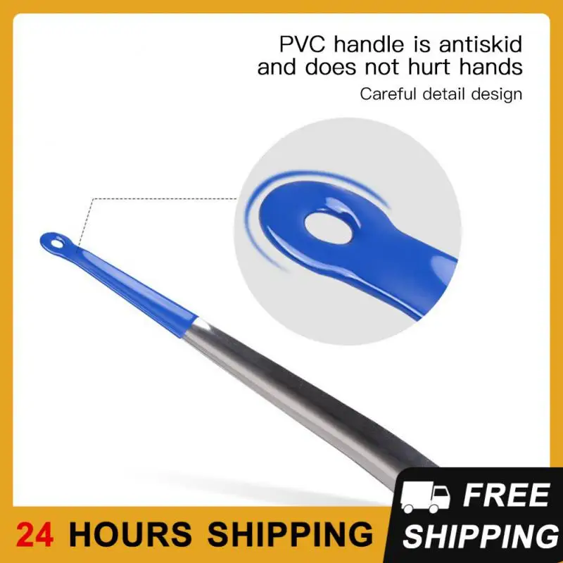 1PC 30cm Stainless steel shoehorn PVC plastic handle Professional Shoe horn With Hook Durable Spoon Shoes Lifter Shoe Helper