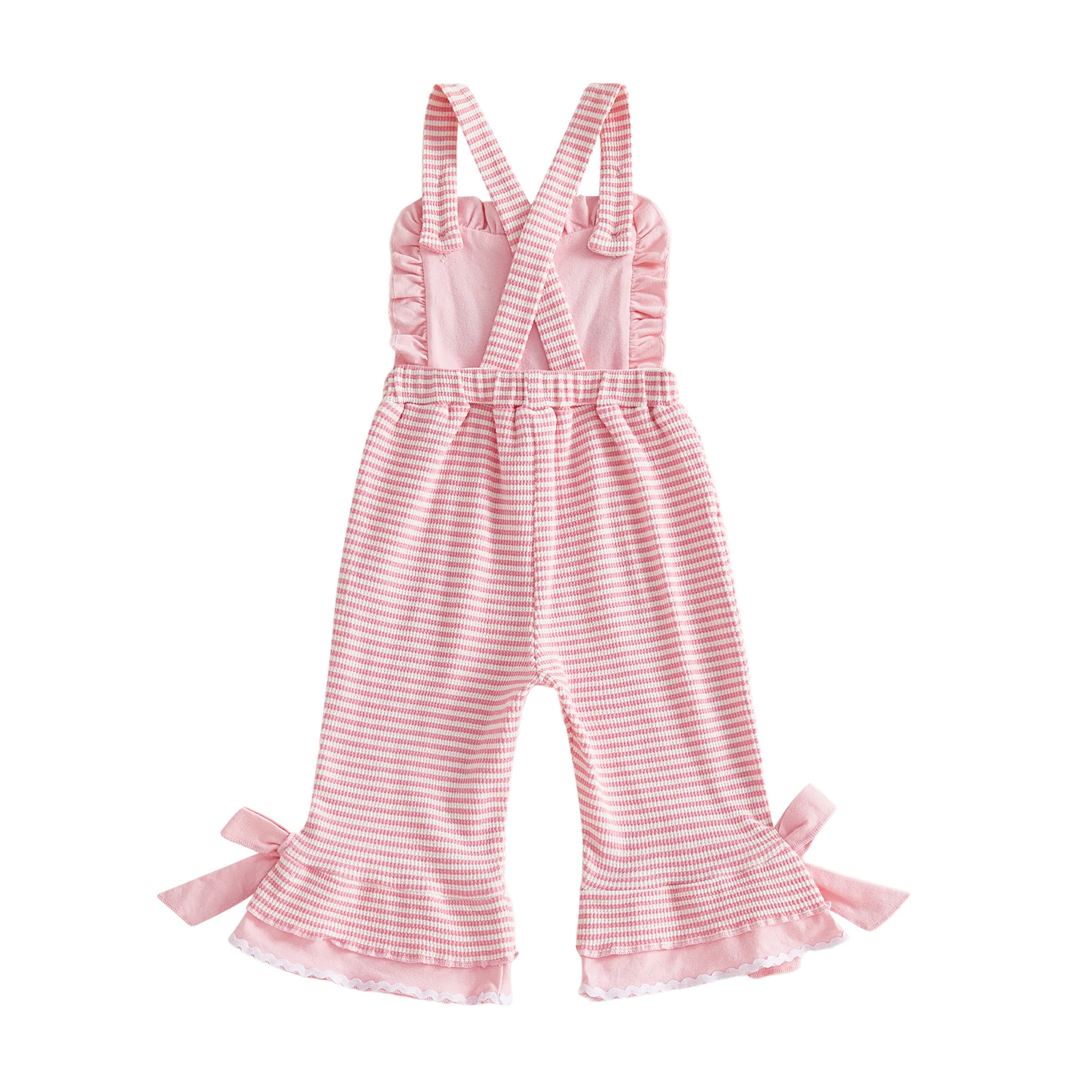 

Модные комбинезоны для малышек с полосками и вышивкой букв, без рукавов, расклешенные штанины