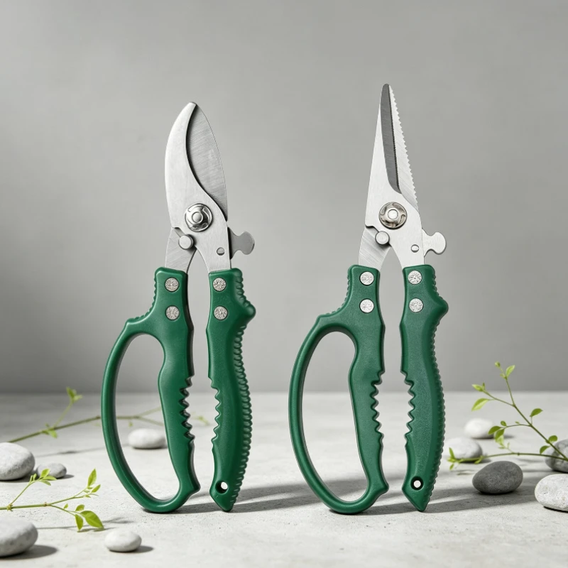 Stainless Steel Gardening Pruning Shears - Straight & Elbow Design for Fruit Picking, Tree & Flower Trimming