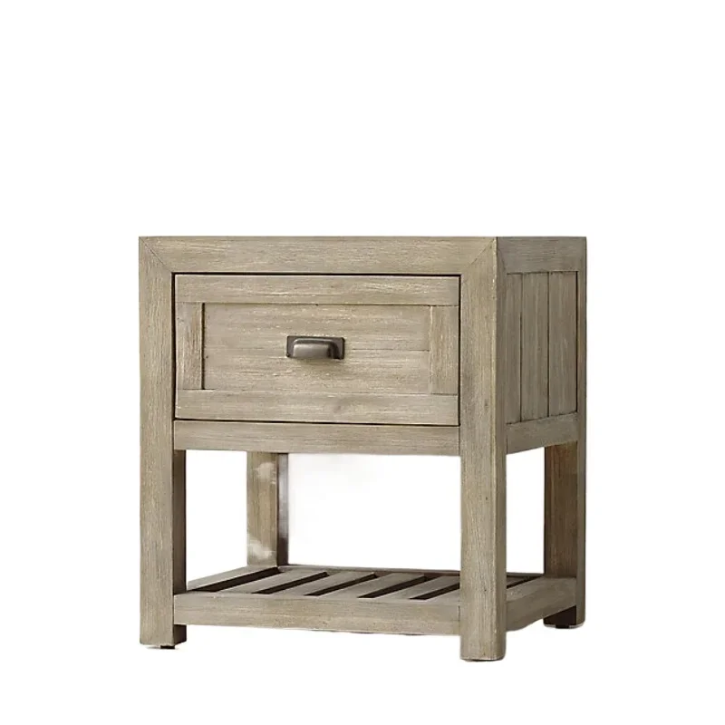 

American, original French rural retro oak solid wood furniture Italian simple light luxury children's bedside table