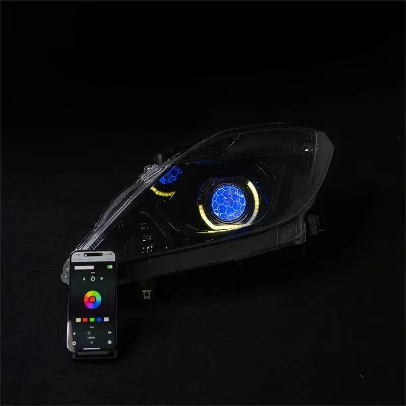 For MAZDA BT50 Custom Headlight BT-50 Front Lamp Angel Eye W/Sequential Indicator/RGBW Turbine
