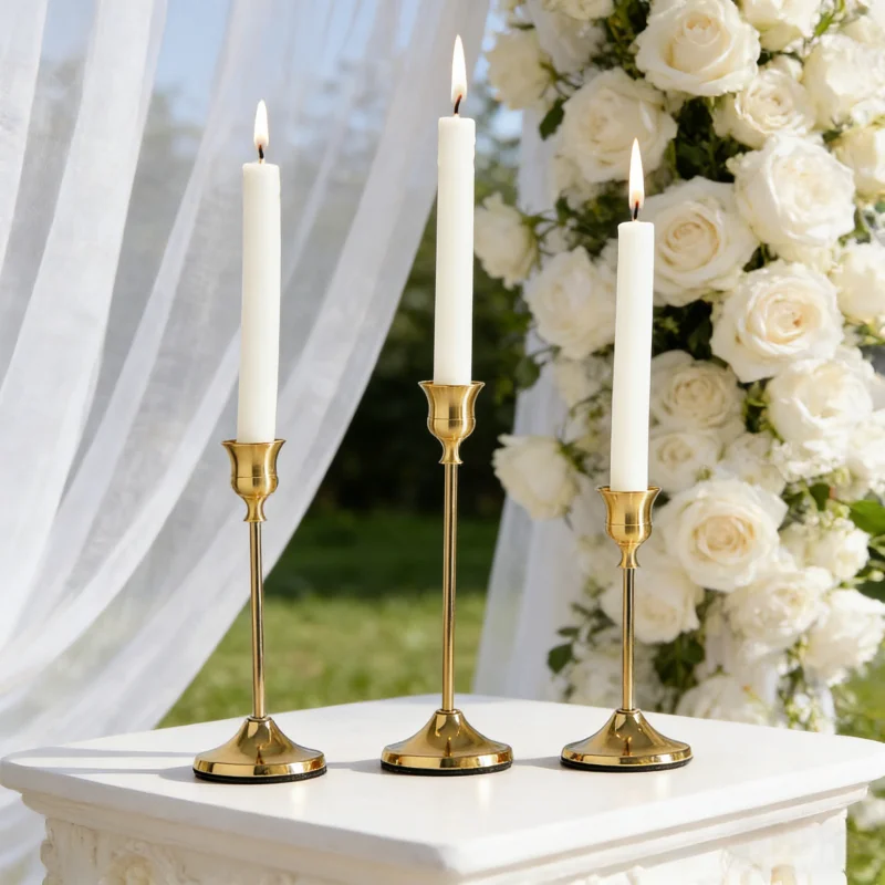 3PCS Nordic Gold Plated Metal Taper Candle Holders, Elegant Home Decor for Living Room, Wedding, Christmas Table Centerpiece