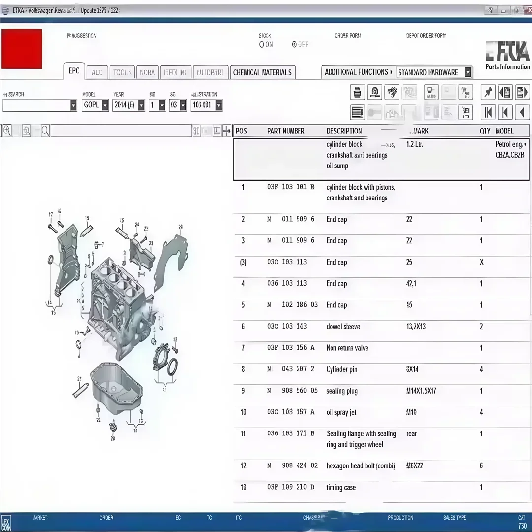 أحدث كتالوج قطع غيار المركبات الإلكترونية ET KA 8.5 Elsawin 6.0 لعام 2025 يدعم برنامج إصلاح السيارات