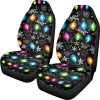 Christmas Lights Car Seat Covers Full Set of 2, Cloth Seat for Auto Front Seats, Black Bucket Seat Covers for Cars Washable