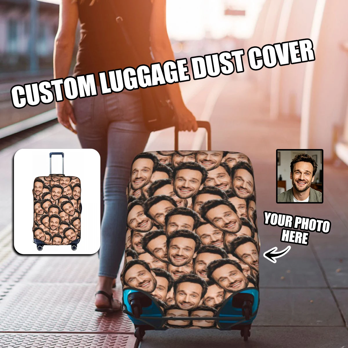Custom Customize Logo Luggage Cover Elastic Your Design Here Travel Suitcase Protective Covers Suit For 18-32 inch