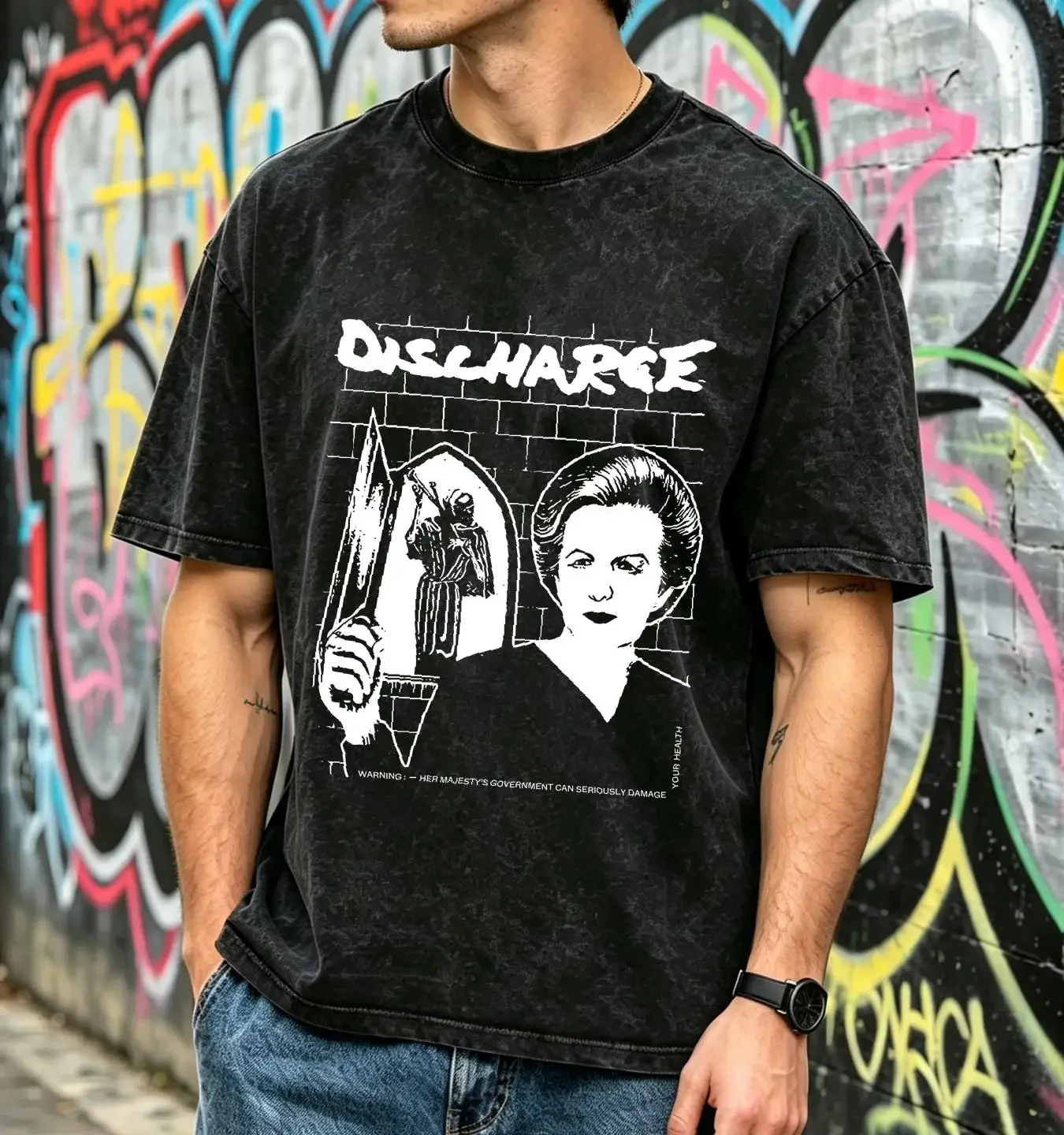 washed T Shirt NWT Discharge Hardcore Punk Rock Band Music Vintage Logo S 3XL long or short sleeves vintage Washed