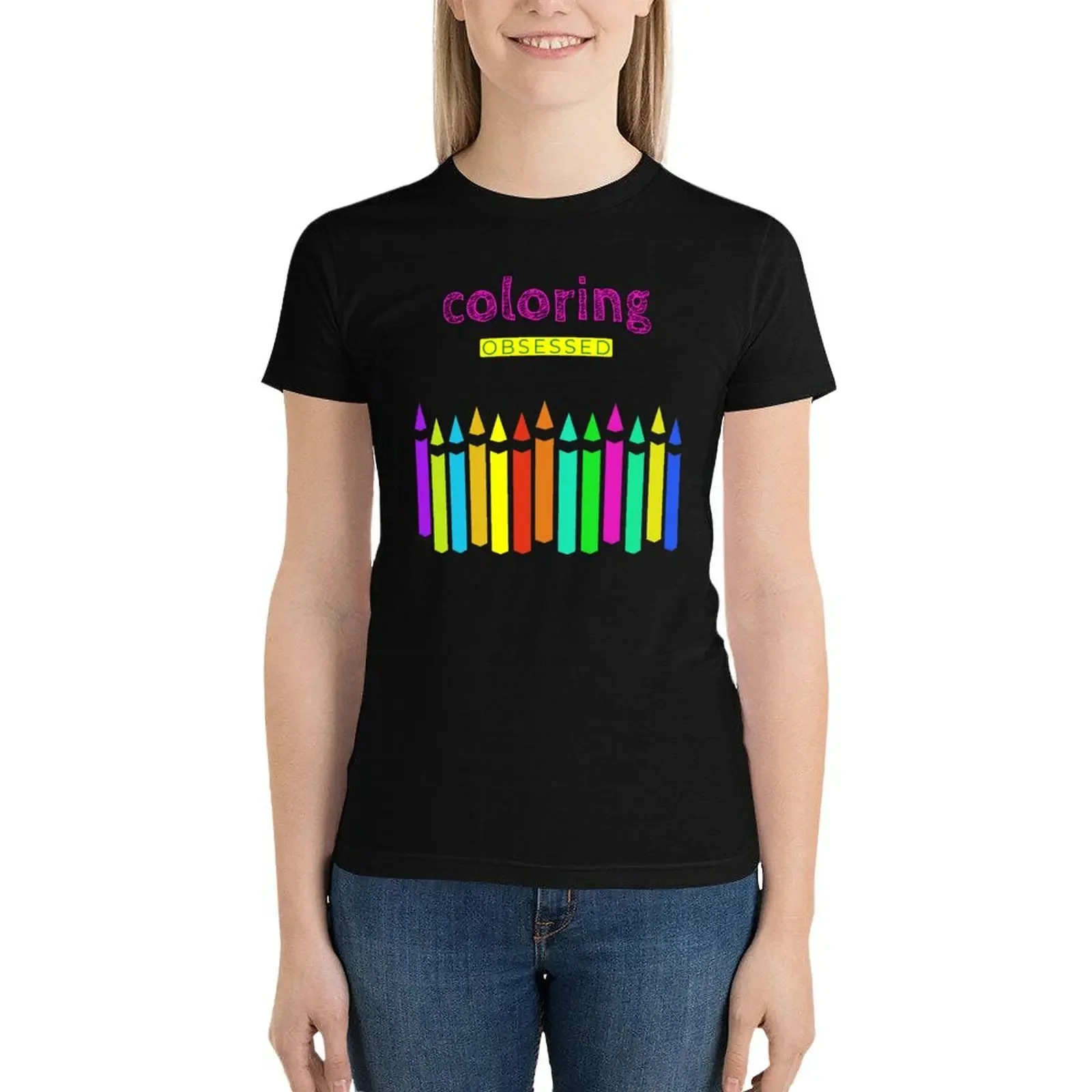 Crayon de couleur Obsessed Crayon, design amusant pour les fans de livres de coloriage, T-shirt