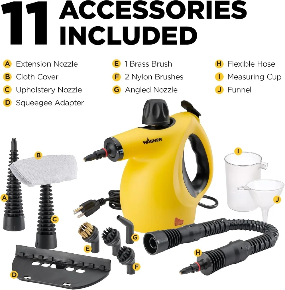 Multi-Purpose Steam Cleaner with 11 Attachments, Chemical-Free, Safe for Pets & Kids