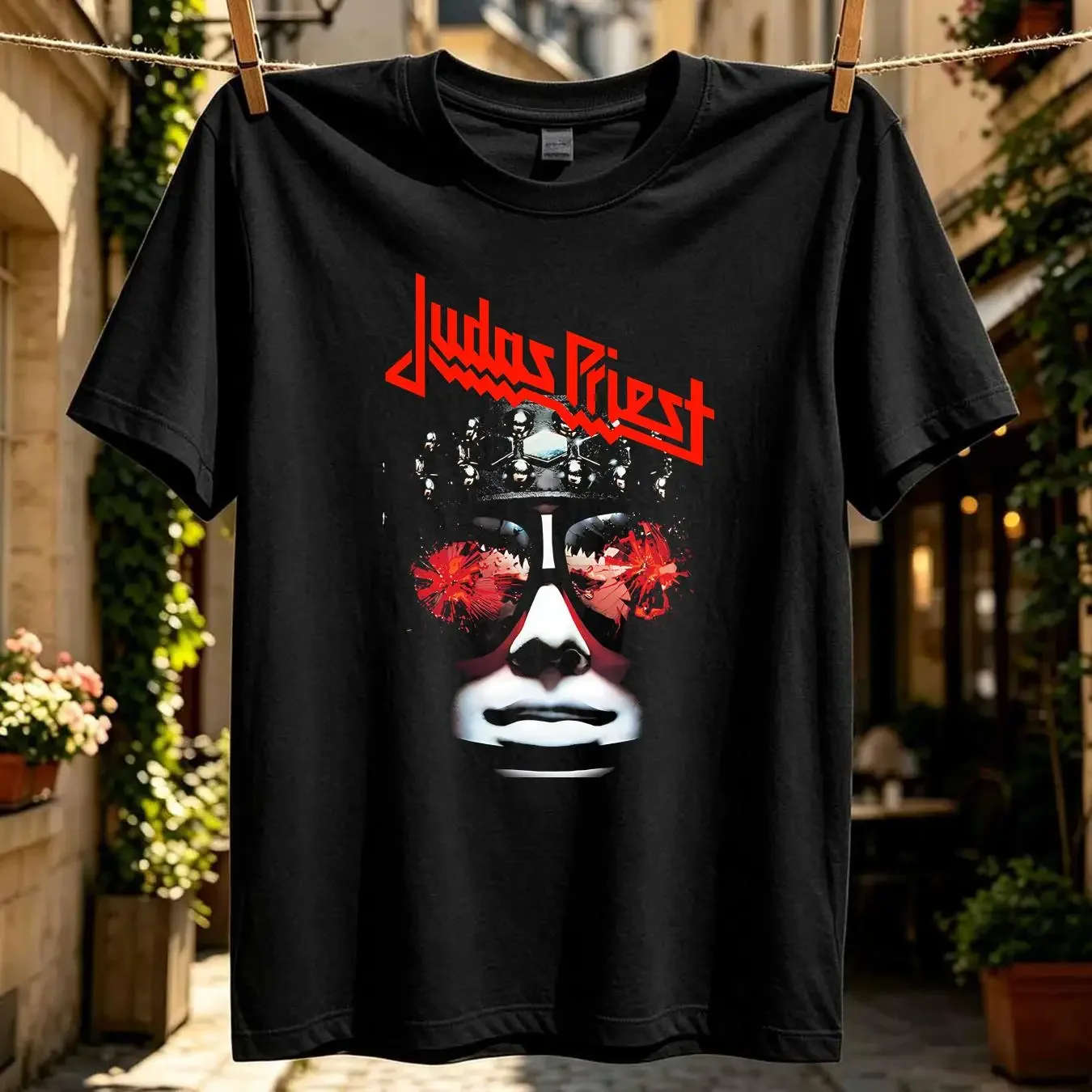 washed T Shirt judas priest hell bent vintage Washed Versatile graphic homme Casual Breathable streetwear fashion Soft