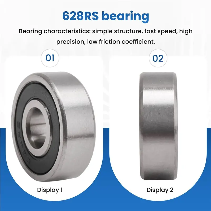 Feb.10Pcs 628RS 8Mmx24mmx8mm Double Sealed Miniature Deep Groove Ball Bearing