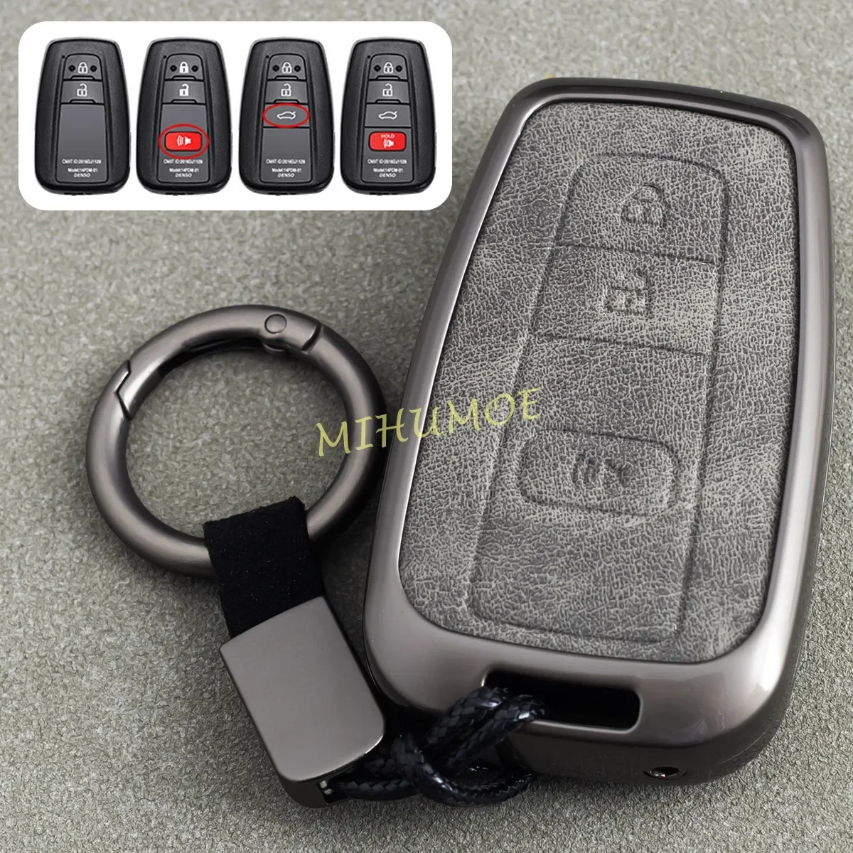 Metalowy skórzany brelok do kluczy samochodowych do Toyoty Camry RAV4 Highlander Kluger Prius Corolla C-HR Avalon Mirai 86 Prado