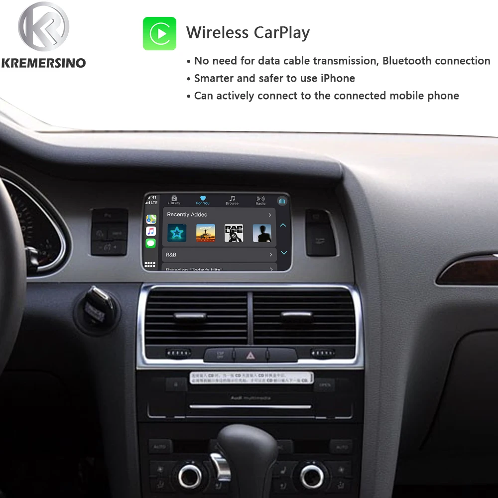 Ksmart Auto Support Mirror Link Wireless Apple CarPlay AndroidAuto Retrofit for Audi Q7 A8 2005-2009 Models CD 2G High System