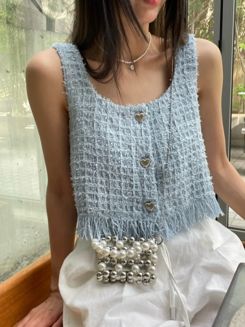 

Женский твидовый жилет с бахромой, универсальный Agel Sli, удобный для поездок на работу, весна-осень-зима, маленький свитер Faion