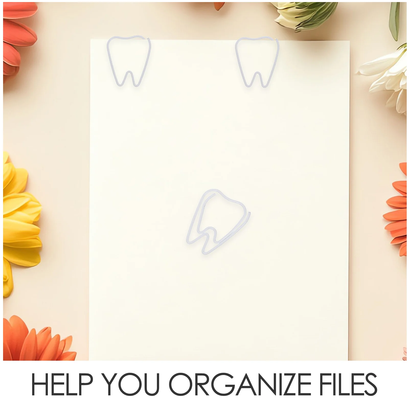 100 قطعة مشابك ورق على شكل أسنان معدنية مزخرفة بالأسنان البيضاء تحت عنوان لوازم مكتبية تنظيم المستندات فريدة من نوعها متعة إبداعية