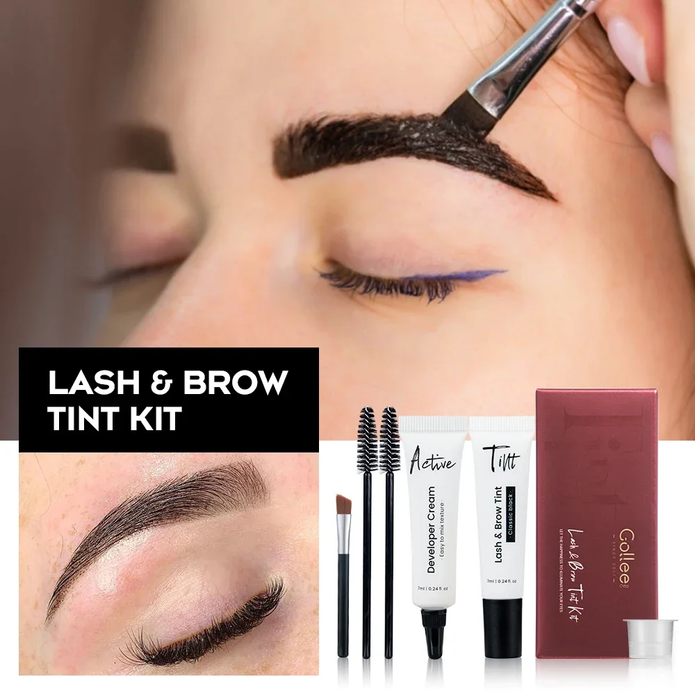 Gollee Classic Black Natural Lash and Brow Tinting Set 6ml Wodoodporny zestaw do koloryzacji rzęs Semi Permanent Lasting Beauty Makeup