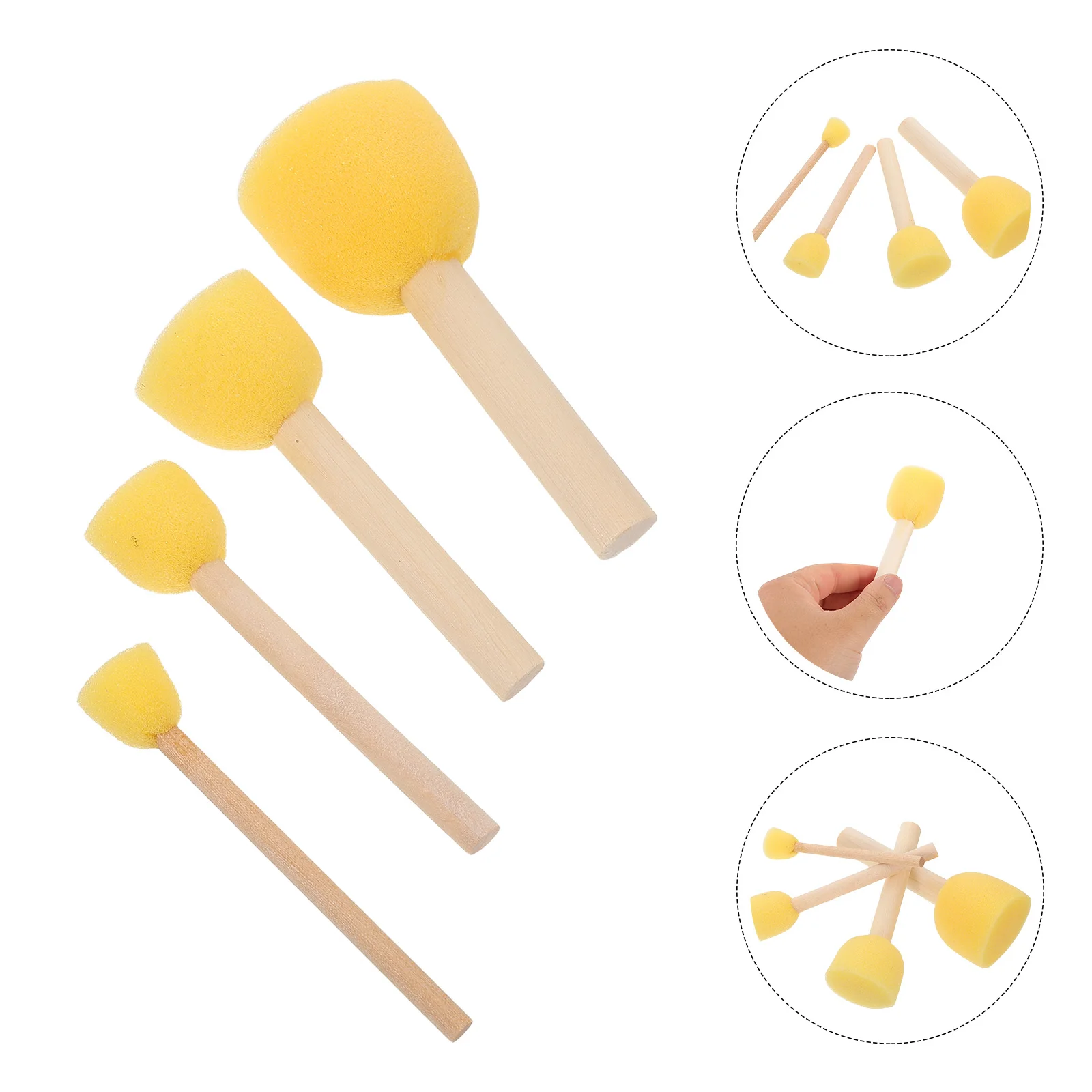 

40pcs Children's Painting Sponge Set Soft Sponges Kids Wood Handle Brushes Craft Doodle Tools Kindergarten Learning Creative