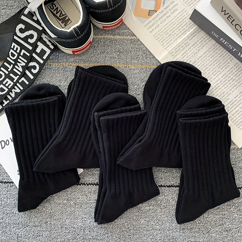 Soft Cotton Socks Men Women Solid Black White Breathable High Quality Sport Socks Spring Summer Male\'s Business Mid-tube Sock