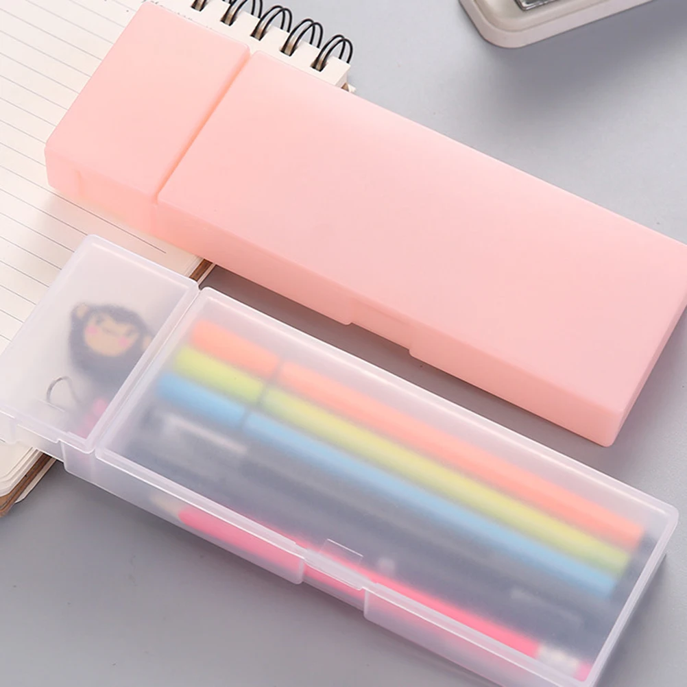 

Plastic Stationery Box Sturdy Pencil Case Supplies Sharpener Translucent Durable