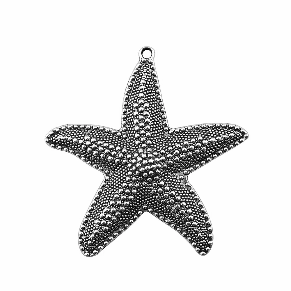 WYSIWYG 1pcs 67x63mm Big Starfish Pendants Antique Silver Color Big Starfish Charm Big Starfish Charm Pendants