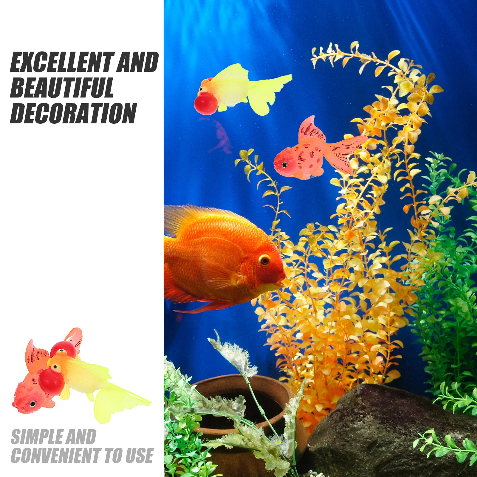 

2pcs Silicone Glowing Goldfish Decor For Fish Tank Aquarium Decoration Fake Luminous Fish Figures Kids Party Favors Home Art