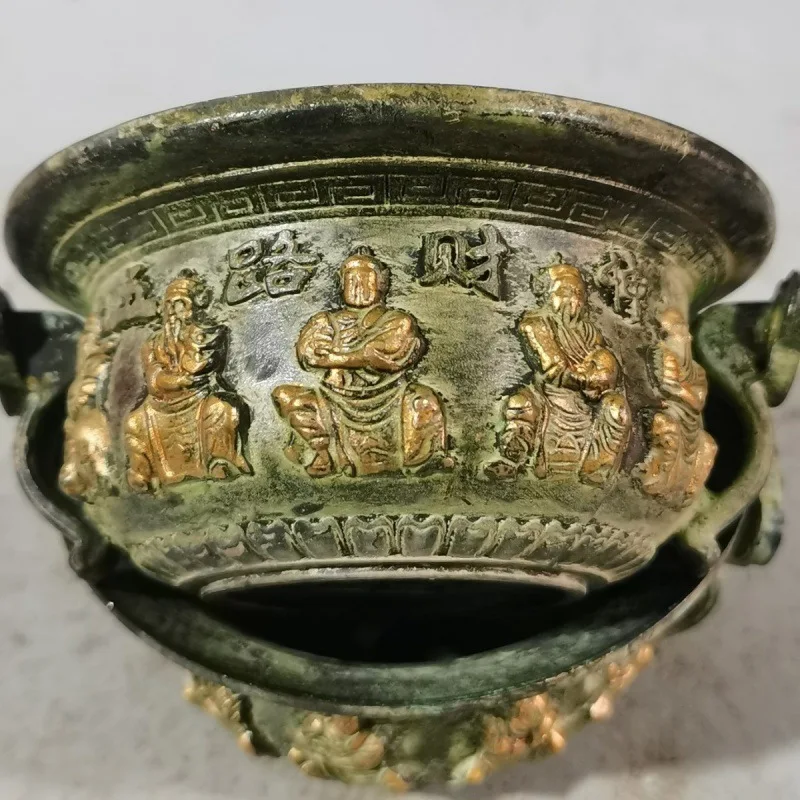 

Antique pure copper old gilt five-way God Wealth cylinder lucky cornucopia handicraft ornament manufacturer wholesale