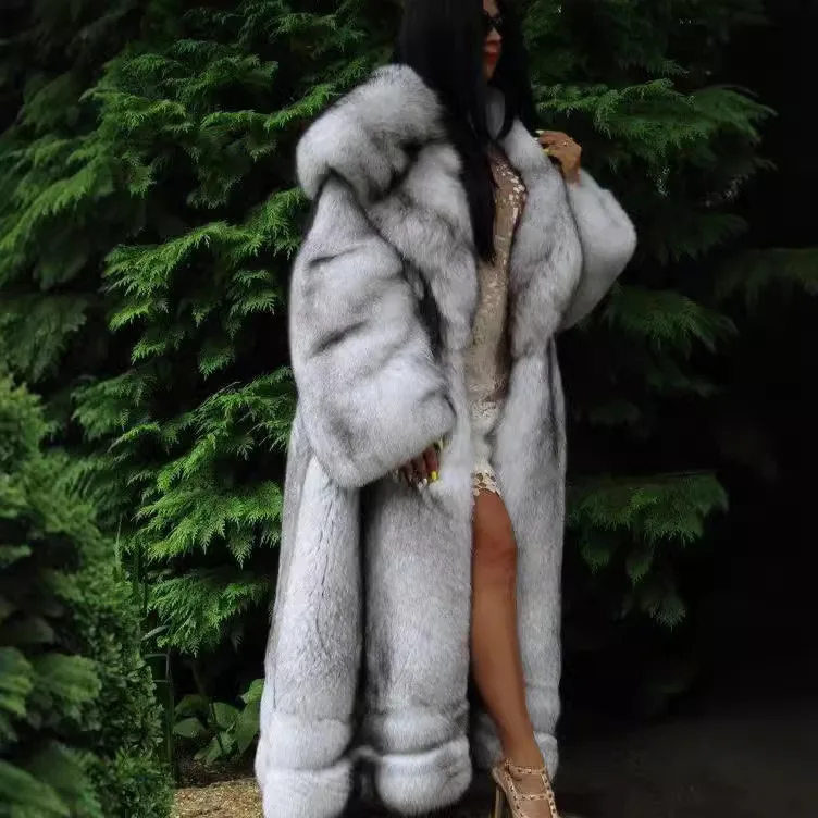 Mulheres jaqueta de pele do falso casaco longo com capuz cardigan grosso fofo quente desgrenhado ponto aberto outerwear 2025 inverno feminino casaco