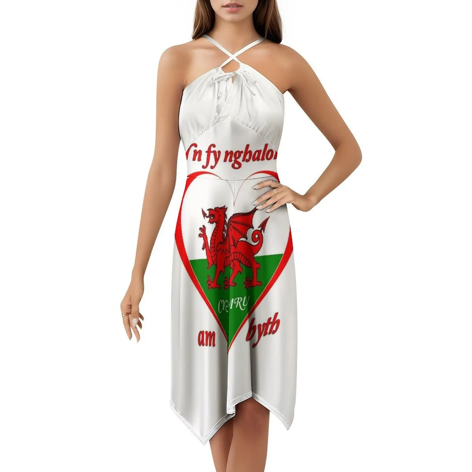 فستان Red Dragon Wales For Ever للسيدات للحفلات ملابس الشارع الشهير ملابس نادي مطبوعة عصرية للإناث ويلز لخريطة ويلز من Ever