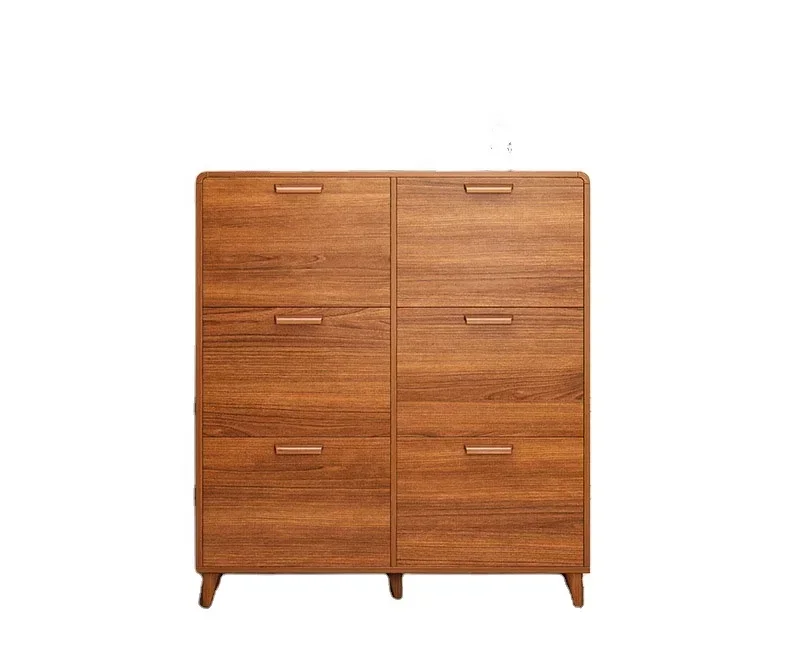 #Shoe cabinet household doorway solid wood color ultra thin tipper multilayer entry shoe rack storage shelves