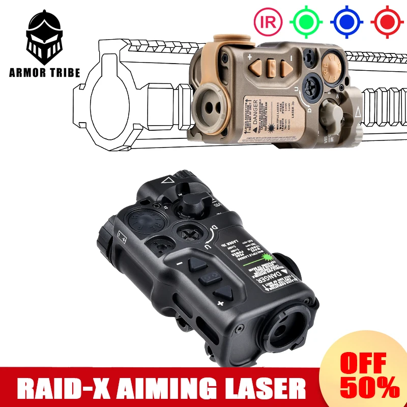 

Tactical RAID X Metal CNC Tactical Red Dot Blue IR Strobe Laser Hunting Raid Metal Device Adjustment Zero for 20mm Rail Airsoft