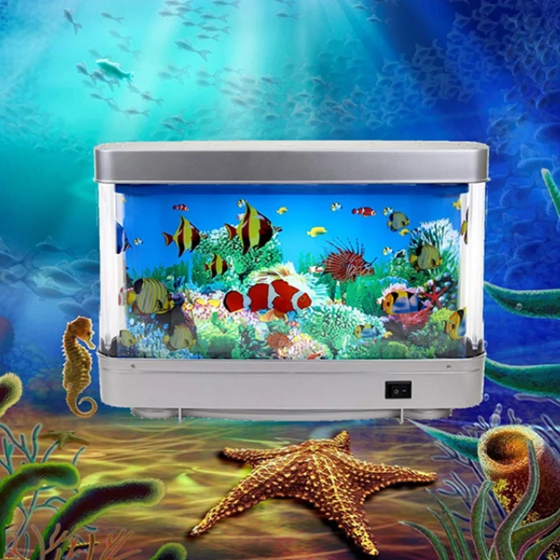 Ornamental Fish Light Dynamic Virtual Ocean Dolphin Artificial Tropical Landscape Cute Room Decoration EU Plug