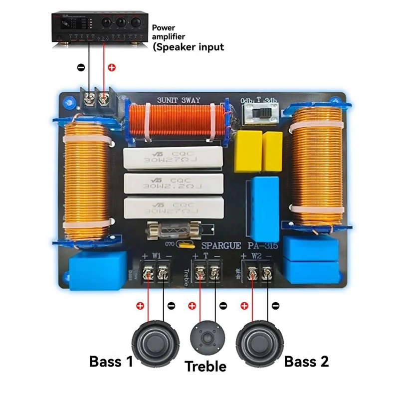 PHILE-3-drożny rozdzielacz audio 700W z filtrem krzyżującym do kina domowego 1 wysoka 2 niska częstotliwość poprawa dźwięku High Fidelity