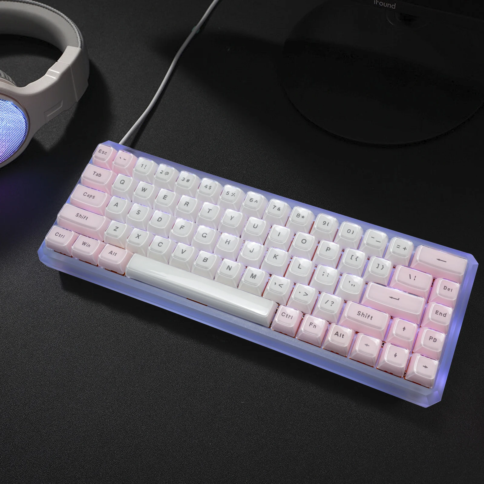 Capuchons de touches multicolores ronds 117, profil OEM pour clavier mécanique Cherry MX, jolis capuchons de touches rétroéclairés translucides en cristal de glace