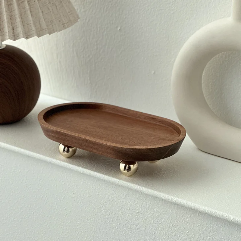 Jewelry ring accessories jewelry display storage tray live broadcast prop wooden tray incense holder decorative key storage tray
