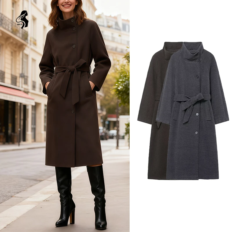 

Женское пальто, куртка с воротником-стойкой, однобортное повседневное модное пальто, осенне-зимняя повседневная одежда Trafizaran