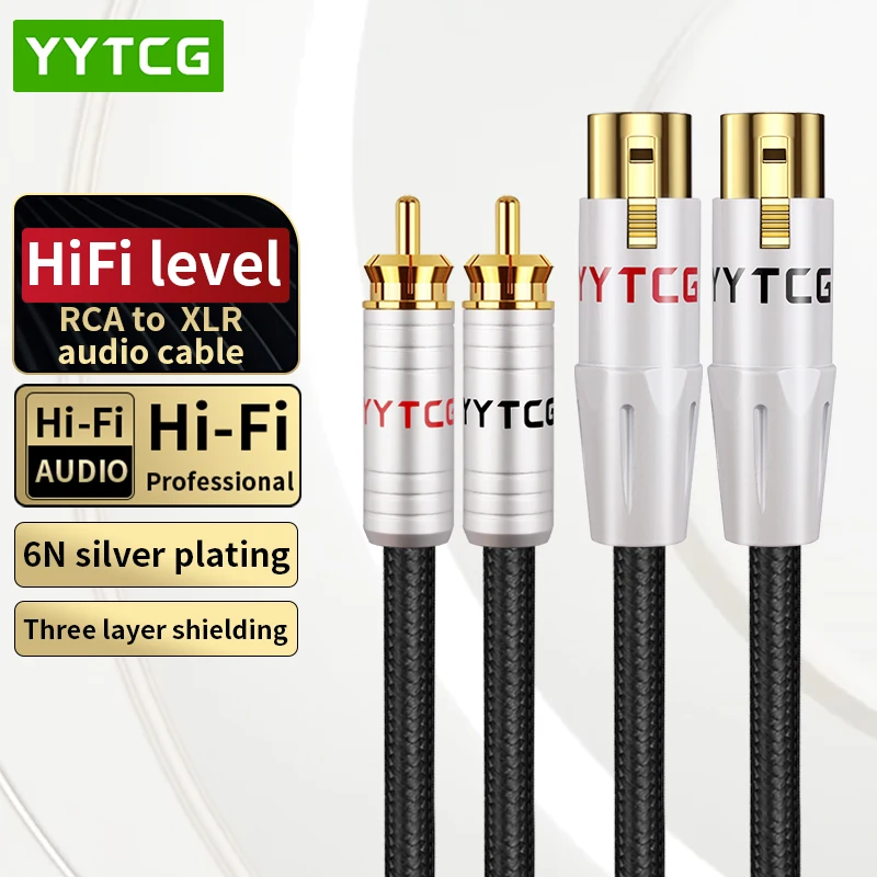 

High end Hifi RCA to XLR Cable 6N Silver Plated Stereo RCA Cable For Speaker Amplifier Mixer 3Pin XLR Female to RCA Male Cable